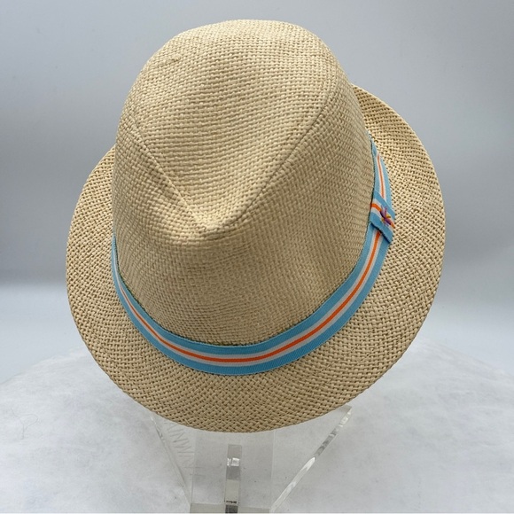 TRULY Tan and Blue Fedora Hat with Striped Band Unisex Size 4T. - Picture 2 of 10